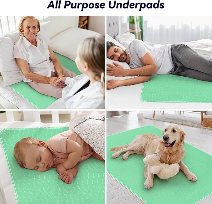 2 Pack 36” x 54” Extra Heavy Absorbency Washable Underpads, Waterproof Nursing Pads Incontinence Bed Pads, Reusable Washable Pee Pads for Dogs, Diaper Changing & Adults, Mattress Protector-CubbioJoy
