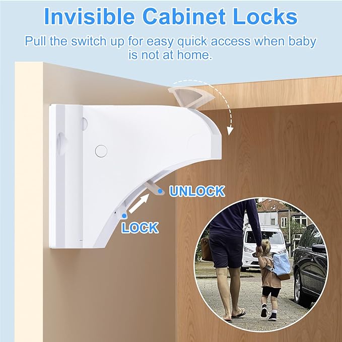 Child Safety Magnetic Cabinet Locks, AOSITE 10 Pack+2 Keys Baby Proofing Magnetic Drawer Locks for Kitchen with Adhesive No Drilling or Screws Fixed, Baby Safety Cabinet Locks-CubbioJoy