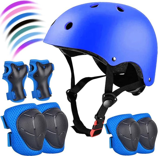 Kids Bike Helmet Set Adjustable for Children, Boys, Girls and Teenagers Aged 3-8 Years Includes Elbow, Knee, Wrist Guards Children's Helmet Protection Set for Bikes SkateboardsRollerskates-CubbioJoy