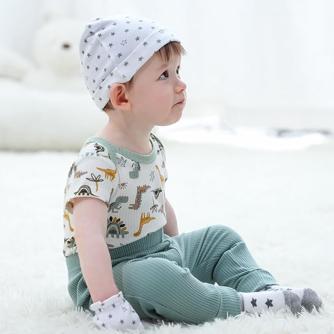 Baby Hats Mittens and Socks Set Cotton Newborn Hat Beanie Soft Infant Girls Boys Caps Gloves 0-6 month-CubbioJoy