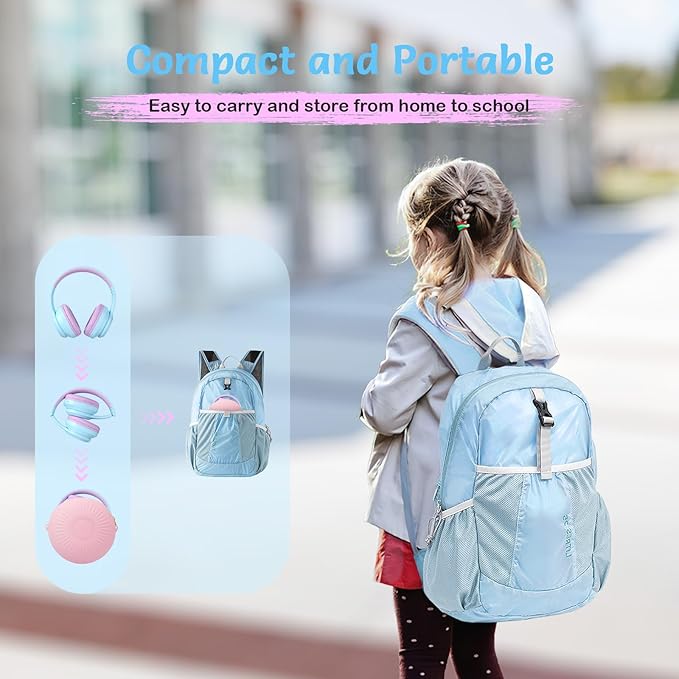 Active Noise Cancelling Headphones for Kids, 60H Playtime,Purple Wireless Bluetooth Over-Ear Headset Built-in Microphone for Home/School/Travel/Party - Includes Portable Case-CubbioJoy