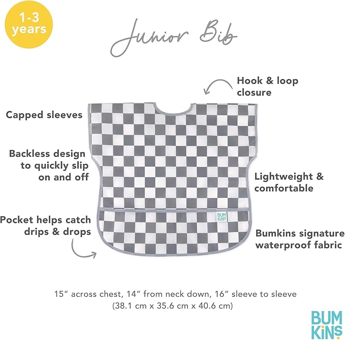 Bumkins Bibs - Toddler Bibs, Waterproof, Large for 1-3 Years, Short Sleeve-CubbioJoy