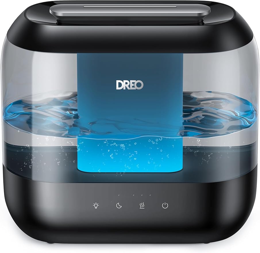 Dreo Top Fill 4L Humidifiers for Bedroom, 36H Runtime, 28 dB Quiet Cool Mist Supersized Air Humidifier for Large Room, Plants, Baby Nursery, Indoor, Night Light, Easy to Clean & Fill, Black-CubbioJoy