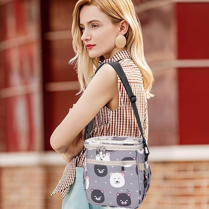 Baby Stroller Organizer Bag，Small Diaper Bag - Universal Stroller Organizer With Insulated Cup Holder,Pocket With Baby Wipes Dispenser，Adjustable Shoulder Strap (Light Gray)-CubbioJoy