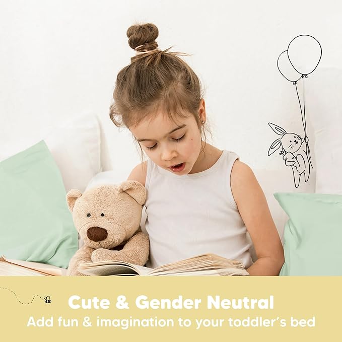 KeaBabies Toddler Pillow with Pillowcase, Jumbo 14X20 - Soft Organic Cotton Toddler Pillows for Sleeping - Machine Washable - Perfect for Travel, Toddler Bed Set (Sage)-CubbioJoy