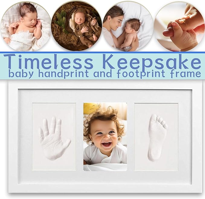 Baby Clay Hand and Footprint Kit, Newborn Keepsake Frame, Personalized Baby Gifts for New Mom Nursery Decor, Baby First Christmas Gifts for Girls Boys Baby Shower Gifts-CubbioJoy