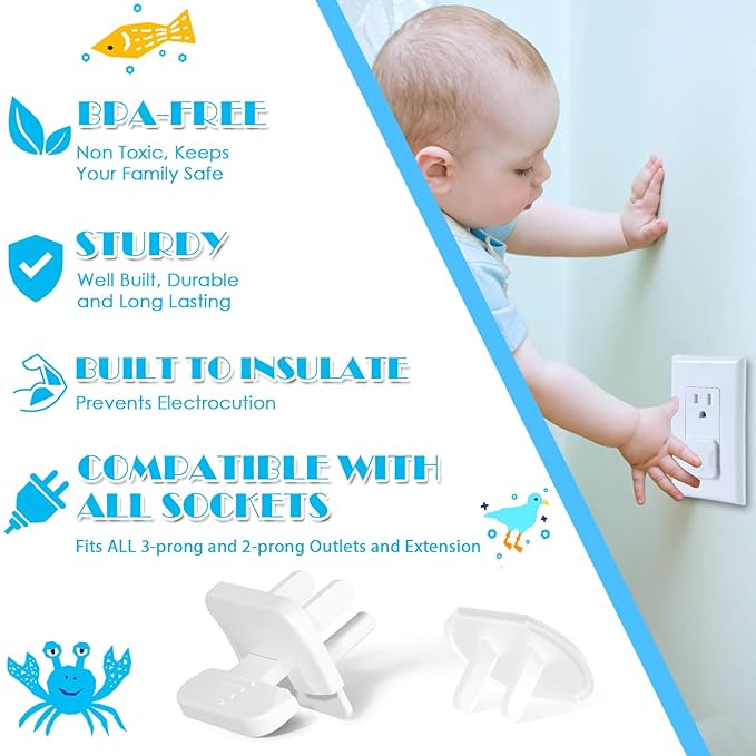 Babepai Outlet Covers Baby Proofing 55-Pack White, Child Proof Electrical Protector Safety Baby Safety Plug Covers-CubbioJoy