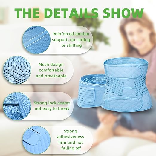 2 in 1 Postpartum Belly Band Wrap Blue, C-Section Support Belt Medium, Post Partum Support Recovery Waist/Pelvis Belt, Hysterectomy Belly Band Binder Girdle Stomach-CubbioJoy