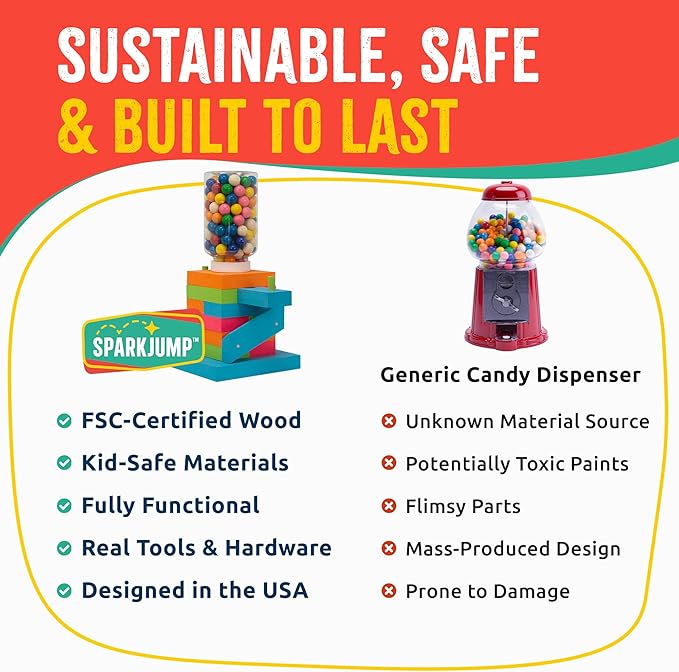 DIY Wood Building Kits, STEM Woodworking Kit for Kids, Creative Fun Craft Projects, Great Gift for Boys & Girls (Candy Dispenser, 1-Pack)-CubbioJoy