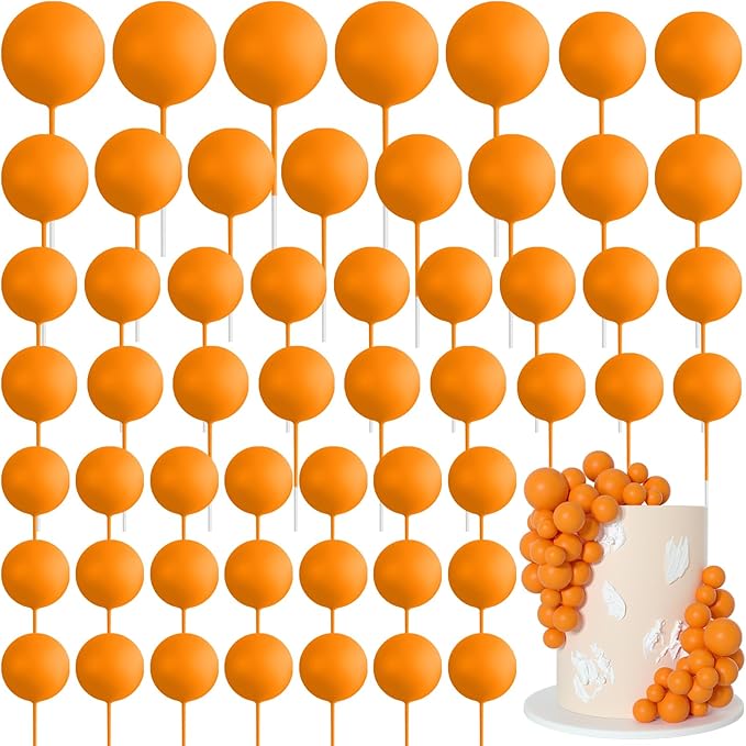 75 Pieces Orange Cake Balls Topper Decorations Foam Cupcake Topper Mini Balloon Cake Topper Picks for Cake Deco Birthday Party Wedding-CubbioJoy