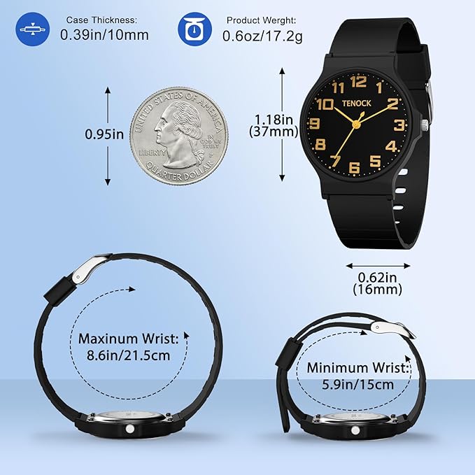 Kids Analog Watch Boys Girls, 30M Waterproof, Sports Watch for Boys, Easy to Read Children's Thin Dial Wrist Watches with Soft Band, for Ages 5-15 Kids Great Birthday Gifts Christmas Day-CubbioJoy