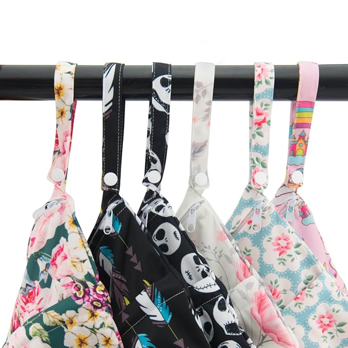 ALVABABY 2pcs Cloth Diaper Wet Dry Bags Waterproof Reusable with Two Zippered Pockets Travel Beach Pool Daycare Soiled Baby Items Yoga Gym Bag for Swimsuits or Wet Clothes L12208-CubbioJoy