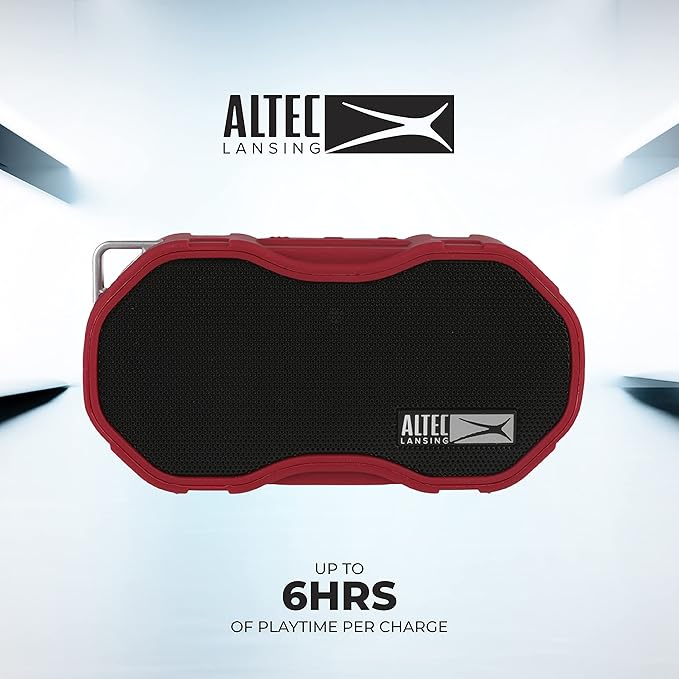 Altec Lansing Baby Boom XL - Waterproof Bluetooth Speaker, Wireless & Portable Speaker for Travel & Outdoor Use, Deep Bass & Loud Sound, 1 Pack, Red-CubbioJoy