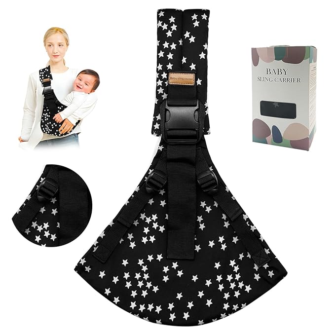 Baby Sling Carrier,Toddler Carrier,Upgraded 2025 Baby Sling with 4 Adjustable Straps(10-30lbs),Lightweight,Portable and One Size Fits All(Star)-CubbioJoy