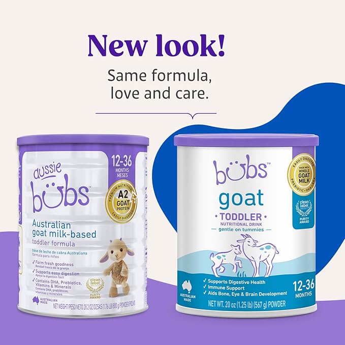 Bubs Goat Toddler Nutritional Drink, Non-GMO Whole Goat Milk-Based Gentle Formula, for Kids 12-36 Months, 20 oz-CubbioJoy