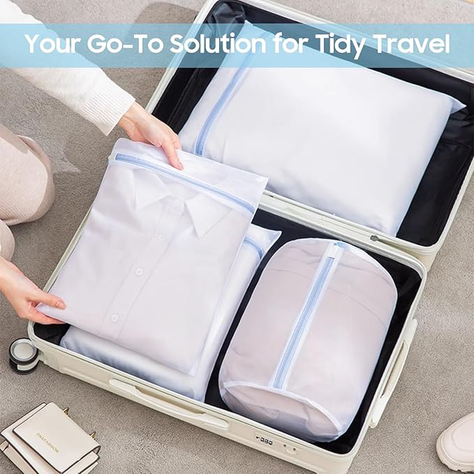 4 Pcs Large Mesh Laundry Bags for Delicates Intimates Lingerie with Zipper 2 Pcs 20” x 24”, 2 Pcs 24” x 24”-CubbioJoy