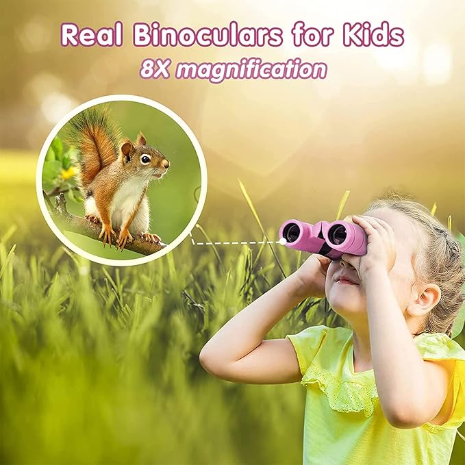 Binoculars for Kids,Compact Kids Binoculars 8x21 High-Resolution for Bird Watching, Camping, Exploration, Hiking, Hunting, Sports Events and Safari Park Gifts for 3-12 Year Boys Girls-CubbioJoy