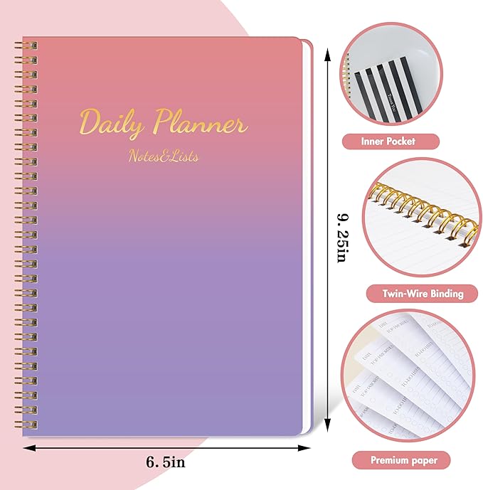 Cute Daily Planner Undated & To Do List Notebook for Work: With Hourly Schedule, 80 days Day on a Page Planner for Life Tasks - Day & Hour Agenda, Organizer Journal For Women or Men-CubbioJoy