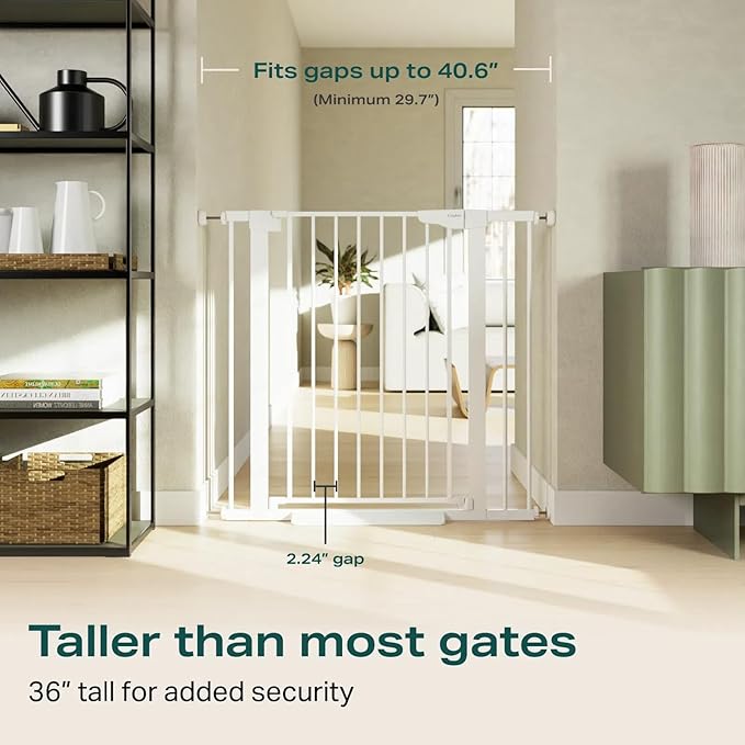 Cumbor 36" Extra Tall Baby Gate for Dogs and Kids with Wide 2-Way Door, 29.7-40.6" Width, and Auto Close Personal Safety for Babies and Pets, Fits Doorways, Stairs, and Entryways-CubbioJoy