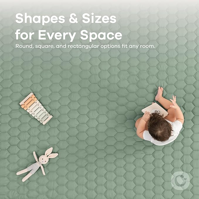 Comfy Cubs Round Kids Play Mat - Large 60 inches Soft Quilted Baby Floor Mat with Non-Slip Bottom - Plush Design for Toddlers' Playtime and Relaxation - Comfortable and Durable - Fern-CubbioJoy