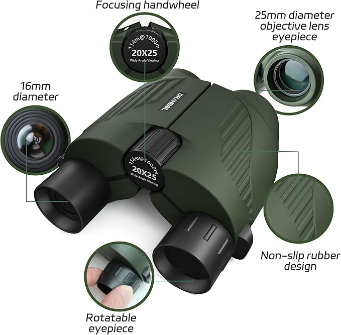 20X25 Small Binoculars for Adults and Kids, Large Eyepiece Binoculars for Bird Watching Easy Focus, Pocket High Powered Opera Glasses for Concert, Cruise Ship, Travel Must Have-CubbioJoy
