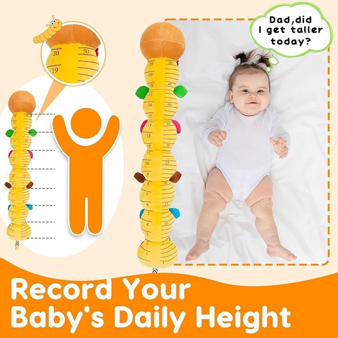 Baby Sensory Caterpillar Toys 0-3 Month Music Animal Stuffed Plush Toy for Infant 0-3-6-12 Month Tummy Time with Crinkle Rattle for Newborn 9-12 Month Texture Toy for Boy Girl Birthday Shower 1-CubbioJoy