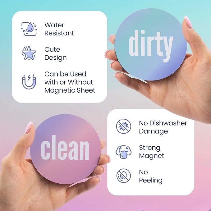 Dirty Clean Dishwasher Magnet - Essential Home Kitchen Gadget with Bold Visibility - Water Resistant & Universal Dishwasher Magnet Clean Dirty Sign for All Dish Washers-CubbioJoy