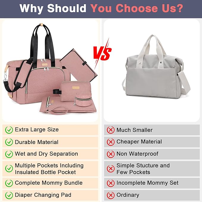 ITIEZY Diaper Bag Tote for Baby - Large Mommy Bag with Portable Changing Pad Pacifier Case, Hospital Bags Travel Baby Bag-CubbioJoy