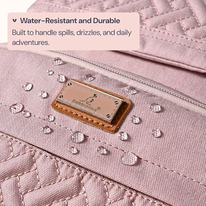 BabbleRoo Diaper Bag Backpack, Travel Backpack with Changing Pad, Pacifier Case & Stroller Straps, Multifunction, Waterproof, Unisex – Pink-CubbioJoy