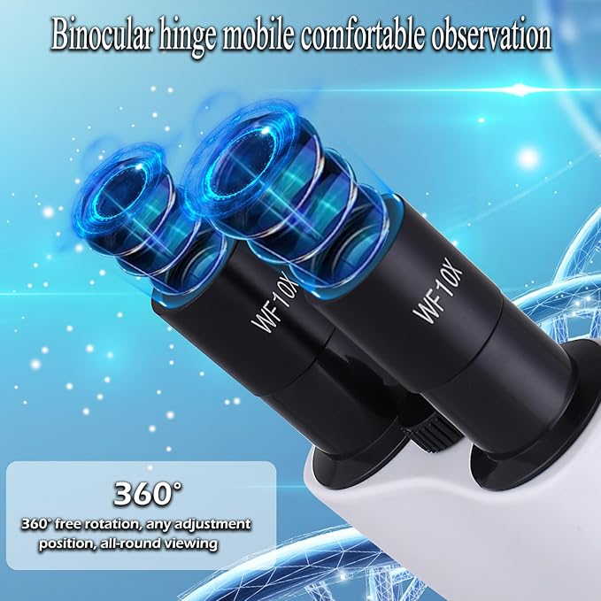 Compound Microscope，40X-2500X Research Class Professional Microscope，WF10x and WF25x eyepieces, Dual LED Lighting and Two-Layer Mechanical Stage，Microscope for Adults…-CubbioJoy