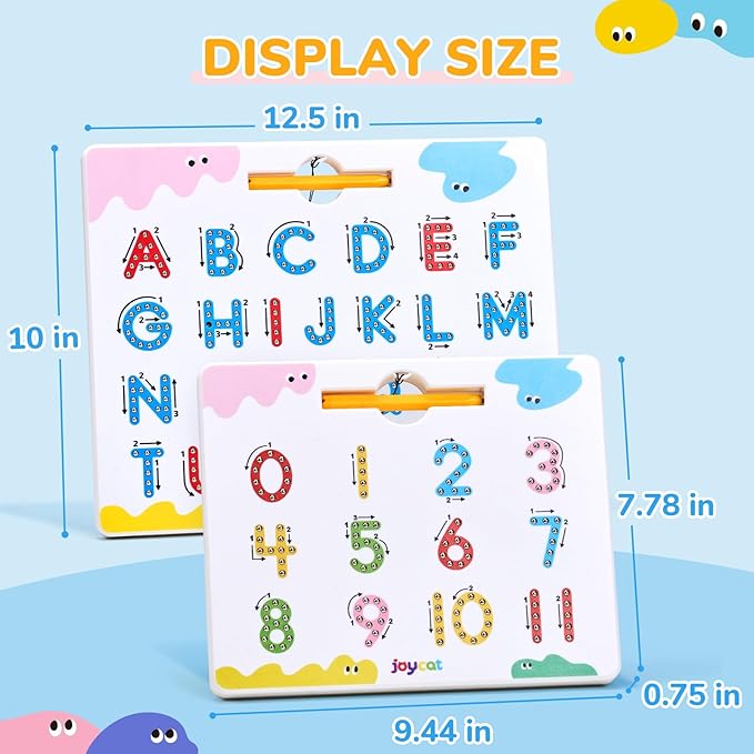 JoyCat Magnetic Letter and Number Tracing Board Set, Double Sided Alphabet & Numbers Board for Toddlers, ABC Uppercase & Lowercase Practice, Math Learning, Preschool Educational Gift Toys for Kids-CubbioJoy