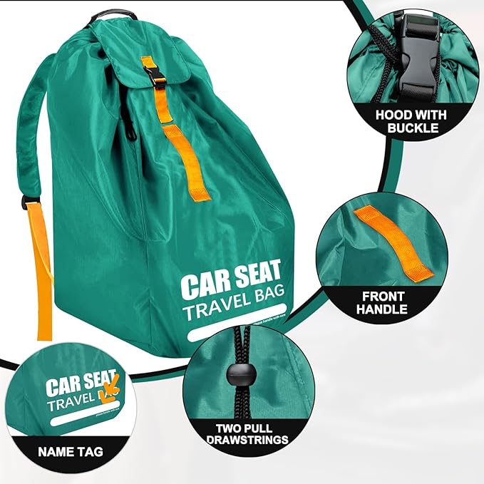 Car Seat Travel Bag for Airplane, Large Car Seat Bags for Air Travel with Comfort Padded Straps, Gate Check Storage Bag/Backpack for Carseat Airport, Carseat Cover Travel - Baby Travel Essential-CubbioJoy