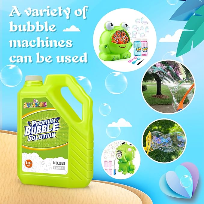 Bubble Solution Refills 32OZ | Giant Bubbles Refill Solution | Bubbles Bulk for Bubble Machine, Bubble Gun, Bubble Wands, Bubble Mower | Bubbles for Kids in Summer Celebrations Party Favor-CubbioJoy