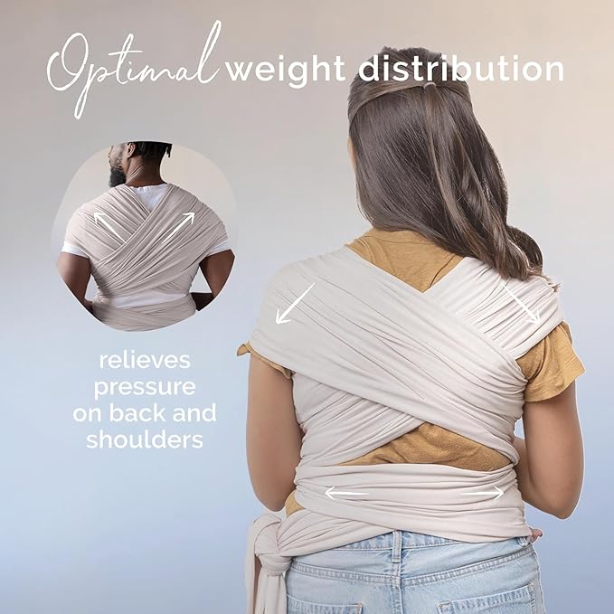 Boba Baby Wrap Carrier – Original Baby Sling Carrier for Newborns (7–35 lbs), Soft, Secure, Hands-Free & Ergonomic, Ideal for Comfortable Bonding, New Parents (Serenity Organic Stone)-CubbioJoy