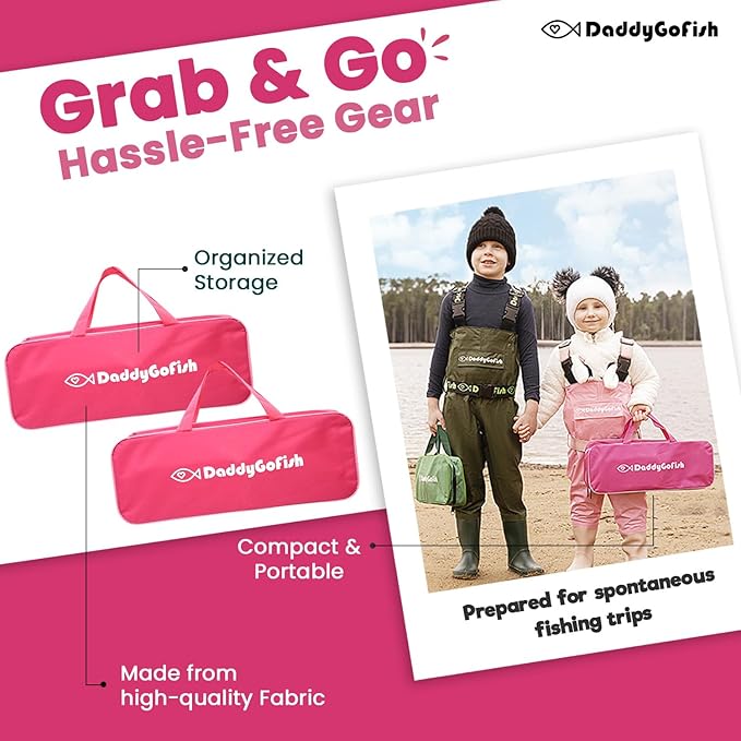 DaddyGoFish Kids Fishing Pole - Rod Reel Combo Tackle Box Starter Set - First Year Small Dock Gear Kit for Boys Girls Toddler Youth Age Beginner Little Children Junior Anglers Older Kids-CubbioJoy