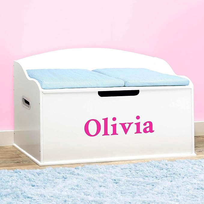 DIBSIES Personalized Creative Wonders Toy Box, Signature Series for Girls, 30 x 19.25 x 18 inches, Soft-Close Lid (White)-CubbioJoy