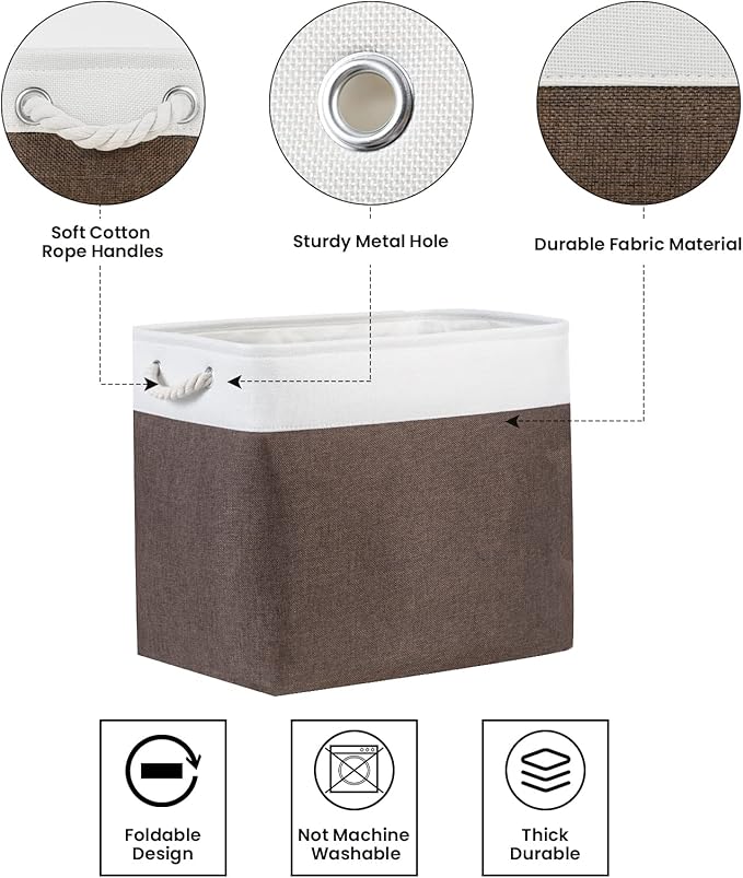 Bidtakay Baskets for Organizing Set of 2 Extra Large Fabric Storage Bins 17x12x15 in Collapsible Laundry Baskets Blanket Basket with Soft Handles Rustic Decorative Stair Basket Dog Toy Bins-CubbioJoy