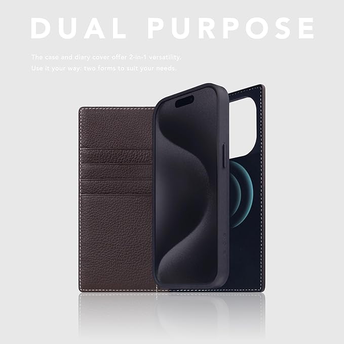 D8 Full Grain Leather Wallet Case for iPhone 15 Pro - [2-in-1] Handcrafted Detachable Diary Style with Magnetic MagSafe Back Cover, Gift Box Included (Brown Cream)-CubbioJoy