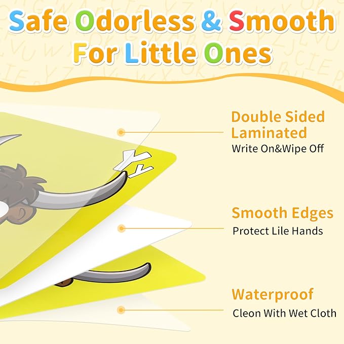 26 PCS Alphabet Mask Cards, Colorful Alphabet ABC Flash Cards with Animal Mask, Giant Letter ABC Animal Faces Flash Learning Flashcards-CubbioJoy