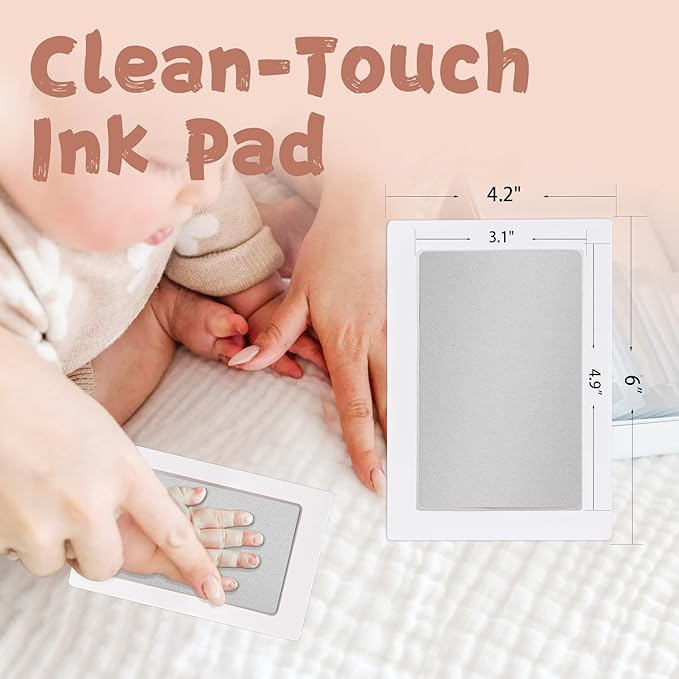 Inkless Baby Hand and Footprint Kit,Clean-Touch Ink Pad Kit,Safe No Mess Printing Infant Hand Foot Stamp,4 Pack Newborn Inkless Print Pads Best Keepsake or Gifts for Family-CubbioJoy