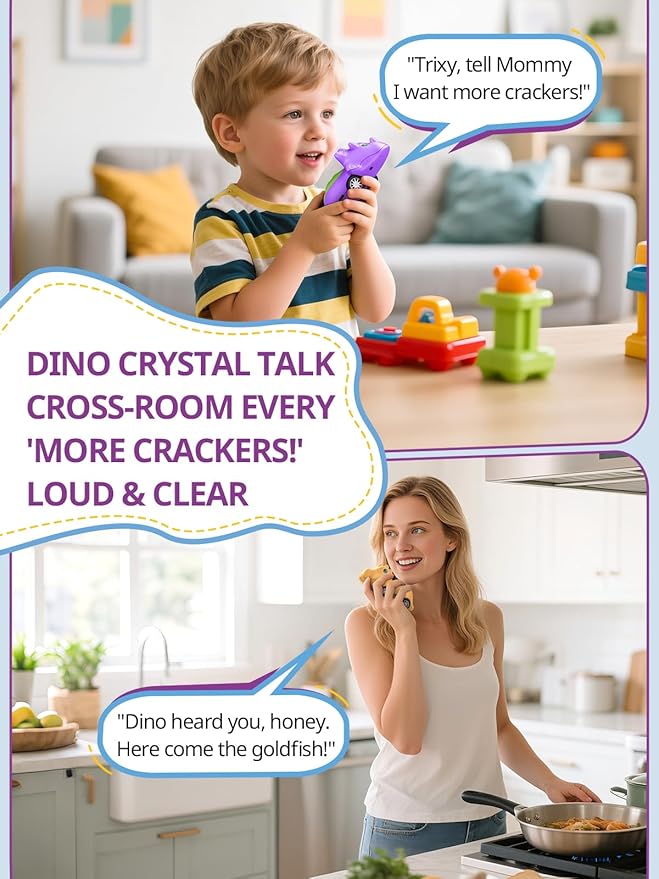 Dinosaur Walkie Talkies for Kids Rechargeable, Dino Toy Cars for Boys & Girls Ages 3-7, Crystal-Clear Audio, 48 Hours of Play, Fun Indoor & Backyard, Birthday Gift for Toddler, 2 Pack-CubbioJoy