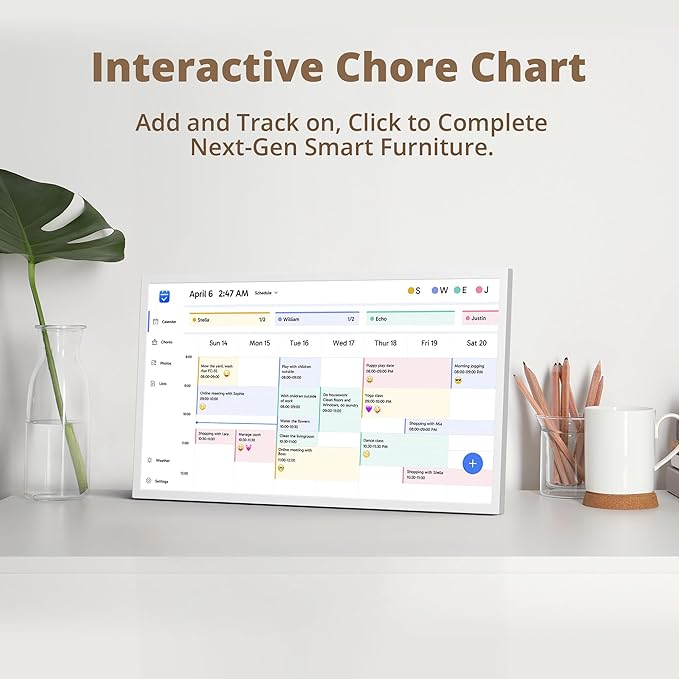Dragon Touch 24 inch Digital Calendar Chore Chart – Interactive Touchscreen, Smart Family Planner, Hearth Display Desk Digital Calendar Seamless Scheduling-CubbioJoy
