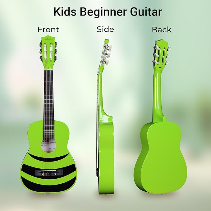 ADM Beginner Acoustic Classical Guitar Nylon Strings Wooden Guitar Bundle Kit for Kid Boy Girl Student Youth Guitarra Online Lessons with Starter Accessories (30 Inch, Geen)-CubbioJoy