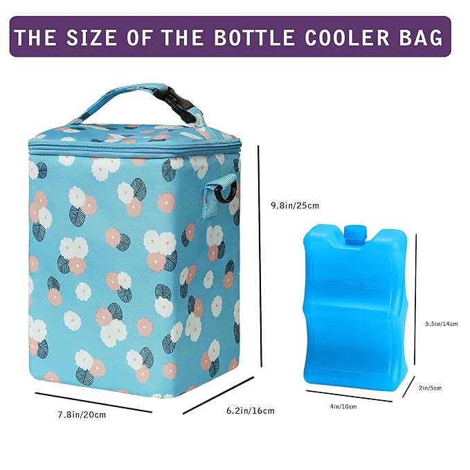 Breast Milk Cooler Bag with Ice Pack - Fits 4 Bottles Up to 9 Oz - Insulated Bag for Nursing Moms, Daycare, Travel-CubbioJoy