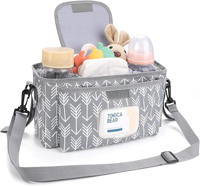 Accmor Universal Stroller Organizer with Insulated Cup Holder and Shoulder Strap, Stroller Bag Caddy Organizer Stroller Accessories for Uppababy, Baby Jogger, Nuna, Doona, Britax Strollers-CubbioJoy