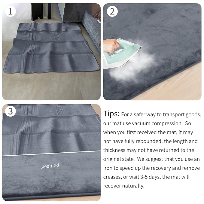 Baby Play Mat for Floor,1.3" Thick Elasti-Foam 50"×74" Playpen Mat for Tummy Time,Water Repellent Soft Coral Velvet for Toddler,Infant,Kids,Non-Slip Backing Safe for Crawling(Dark Grey)-CubbioJoy