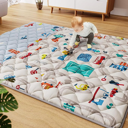 Car Portable Baby Play Mats for Baby 71" X 59" Playpen Mat Upgraded Thicker Babies Floor Play Mat Non-Slip Cushioned Crawling Mat Waterproof Activity Playmats for Babies Toddler Tummy Time(71X59)-CubbioJoy
