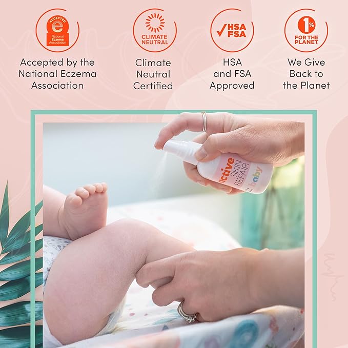 Active Skin Repair Natural, Non-Toxic, No Sting Baby Spray First Aid Safe For Use on Diaper Rash, Baby Acne, Eczema, Cuts, Wounds, Scrapes, and Other Skin Irritations (3 oz. Spray)-CubbioJoy
