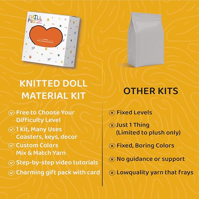 ChillFuzz Animal Crochet Kit Beginner Crochet Kit for Adults and Kids with Yarn Hook and Instructions Fun DIY Craft Gift Yoga Cat-CubbioJoy