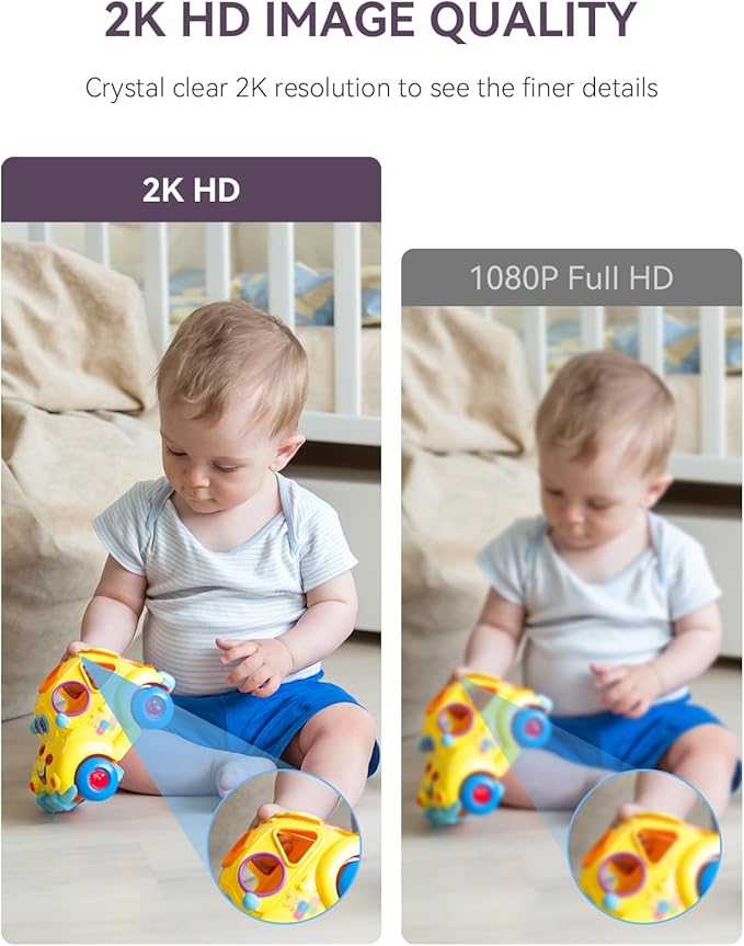 Baby/Pet Monitor for Indoor Security, Monitoring with Smart Phone app, 2K QHD Resolution, Auto Tracking/Motion Dection, 2-Way Audio Talk, Night Vision, Pan-Tilt Camera-CubbioJoy